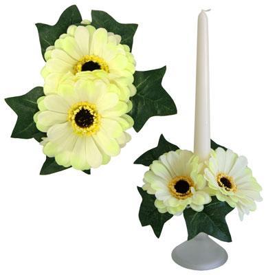 Букет на свечу d3см внутр Герберы кремовые