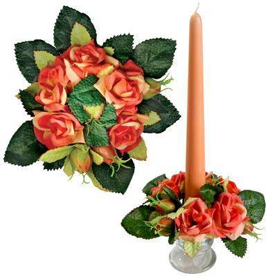 Букет на свечу d3см внутр Розы абрикосовые