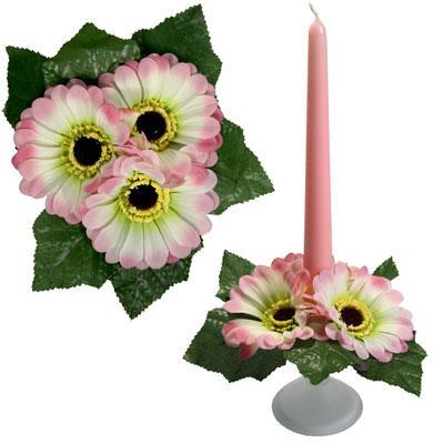Букет на свечу d3см внутр Герберы розовые