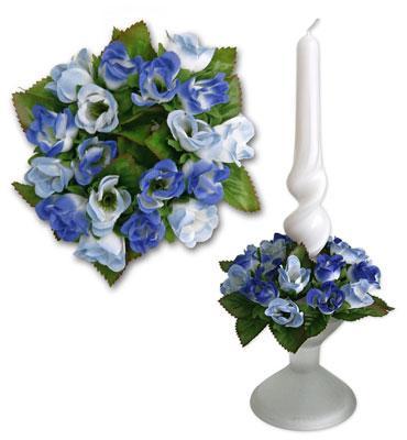 Букет на свечу d3см внутр Цветы сине-голубые