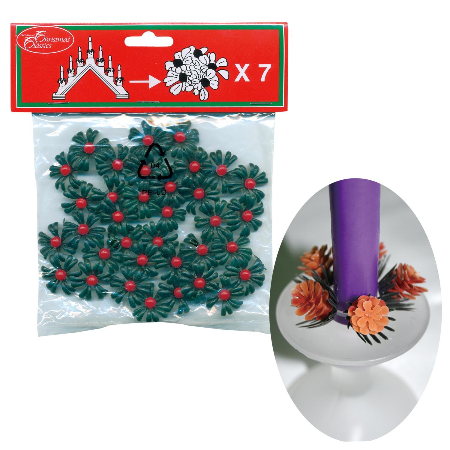 Венок на свечу d22мм внутр Красная ягода 7шт/уп