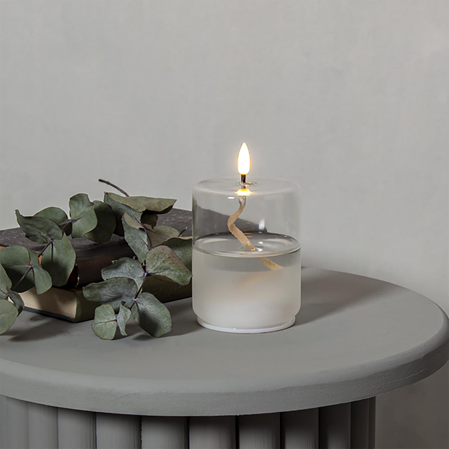 Свеча светильник LED прозрачная колба 13,0х8,0х8,0см батарейки 3хААА 6ч таймер выключатель indoor