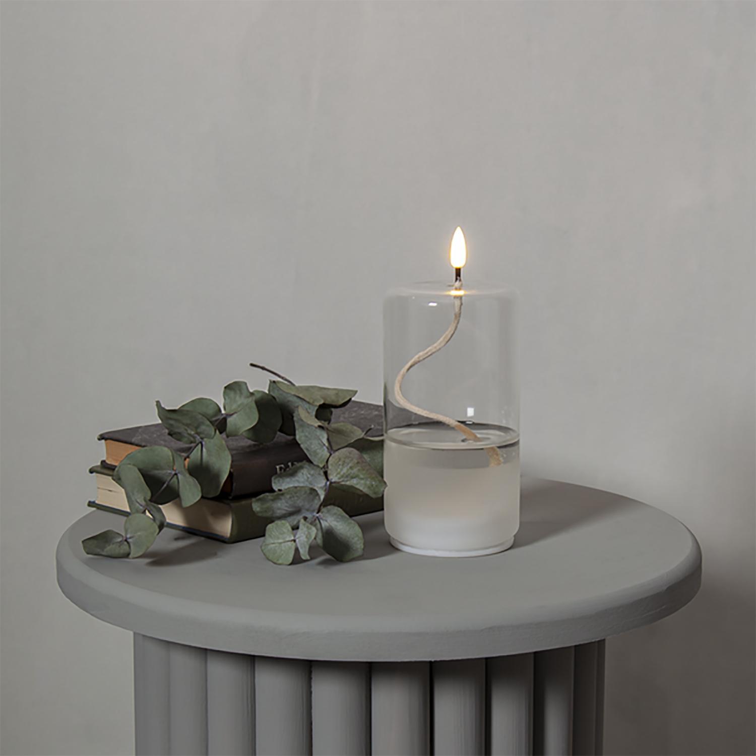 Свеча светильник LED прозрачная колба 17,5х8,0х8,0см батарейки 3хААА 6ч таймер выключатель indoor