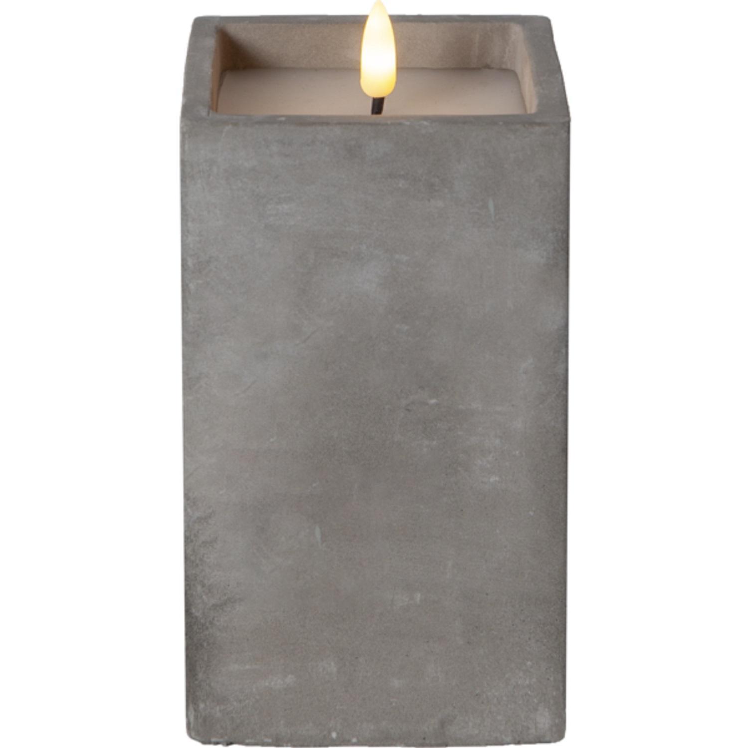 Свеча светильник LED серая восковая в камне 8,5х8,5х15см батарейки 2хАА 6ч таймер выключатель indoor