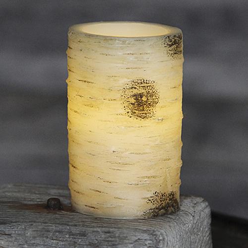 Свеча светильник LED столбик d7,5х12,5см  с рисунком бересты батарейки 3хААА 6/18ч таймер выключатель indoor