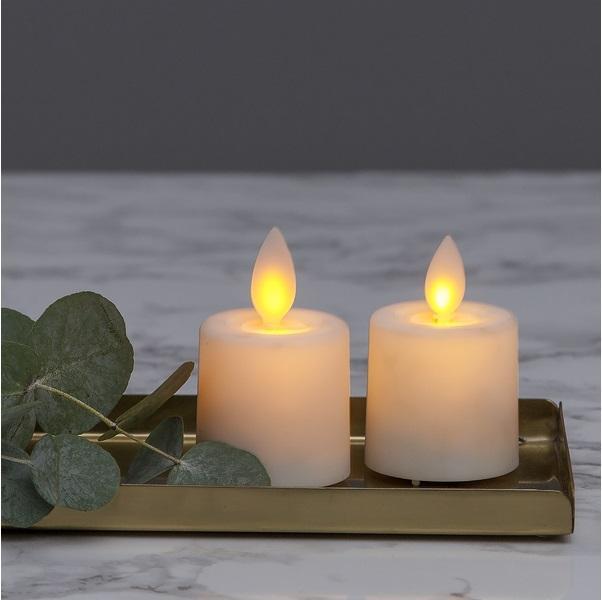 Свеча светильник LED столбик d4,0х6,0см мерцающая белая на батарейке таймер выключатель indoor 2шт/уп