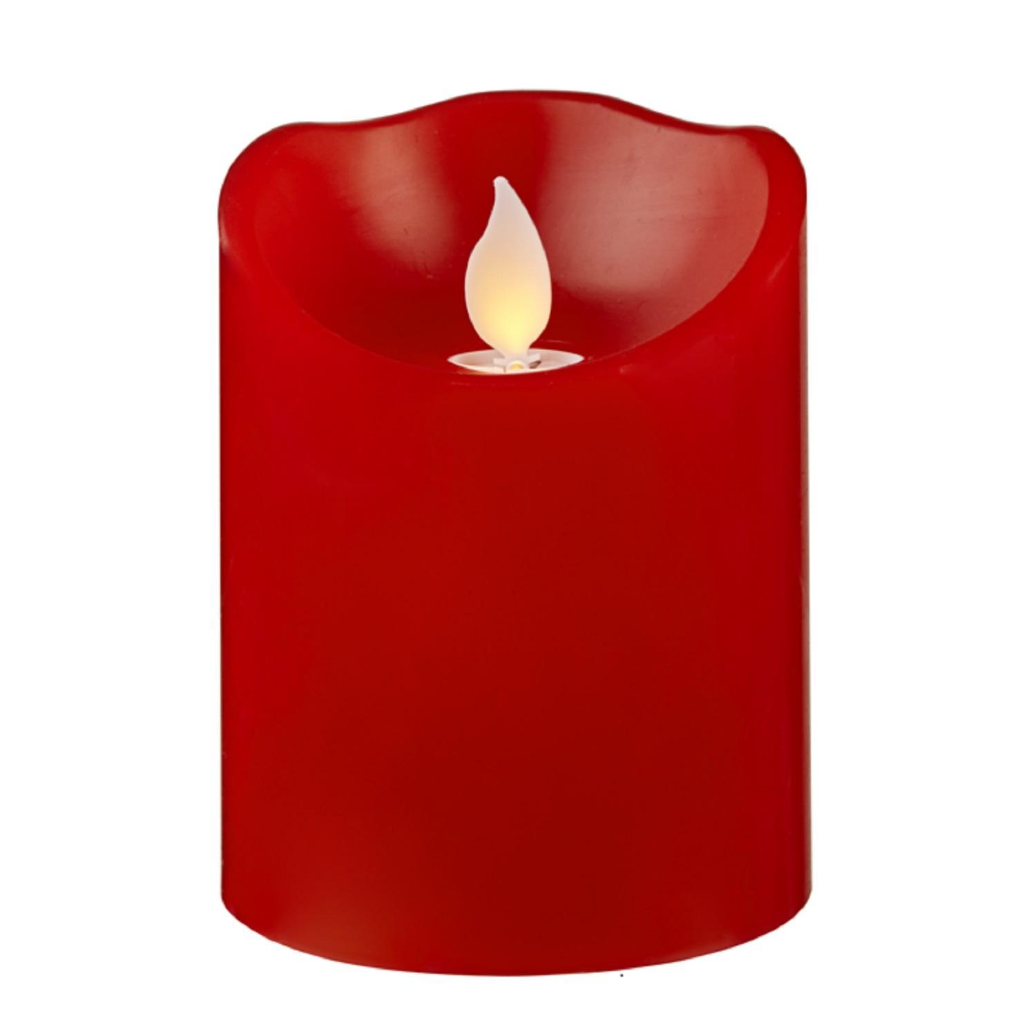 Свеча светильник LED столбик d7,5x10,0см красная восковая с мерцающим пламенем на батарейках 2АА LED indoor