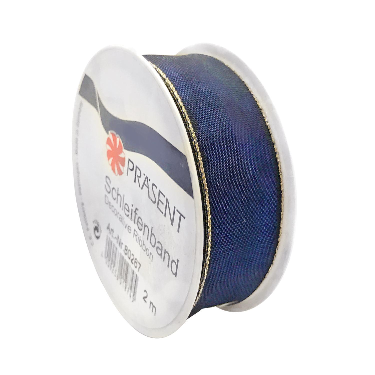 Лента д/подарков х25мм синяя