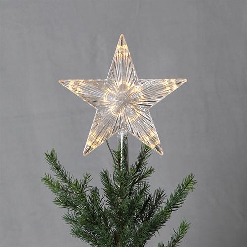Звезда на елку 22х24см прозр  10 диодов на 2 батарейках АА