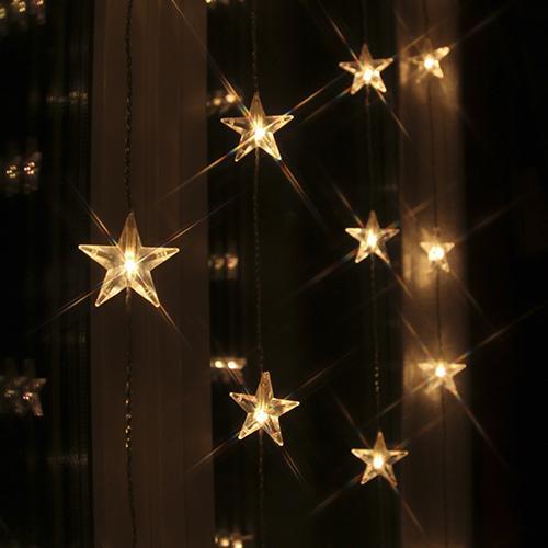 Гирлянда занавес     0,9х1,2м прозрач  Звезды  теплобелые 20диодов+10 flash LED indoor
