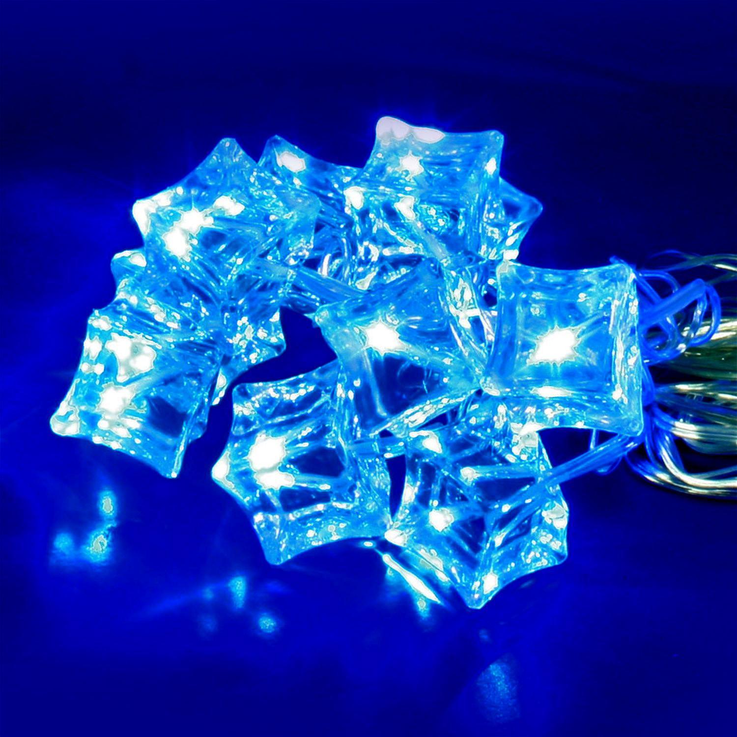 Гирлянда        3,8м холоднобелая Льдинки голубые 20диодов LED indoor