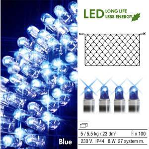 Гирлянда сетка     2x1м голубая кабель черный дополнительная 100диодов LED outdoor