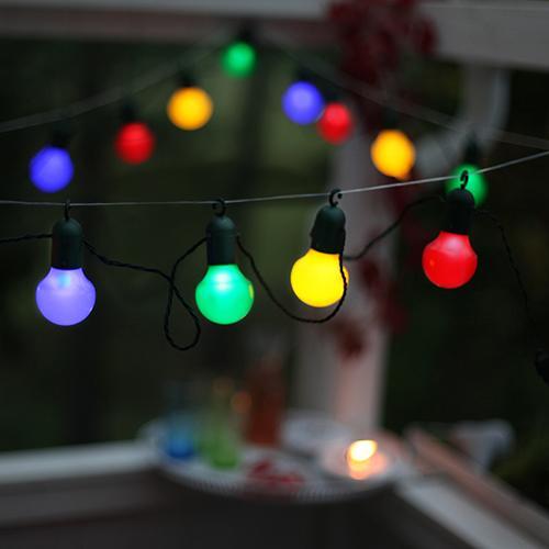 Гирлянда цепочка     5,7м разноцветная  с крючками 20ламп LED цоколь Е27 outdoor/intdoor