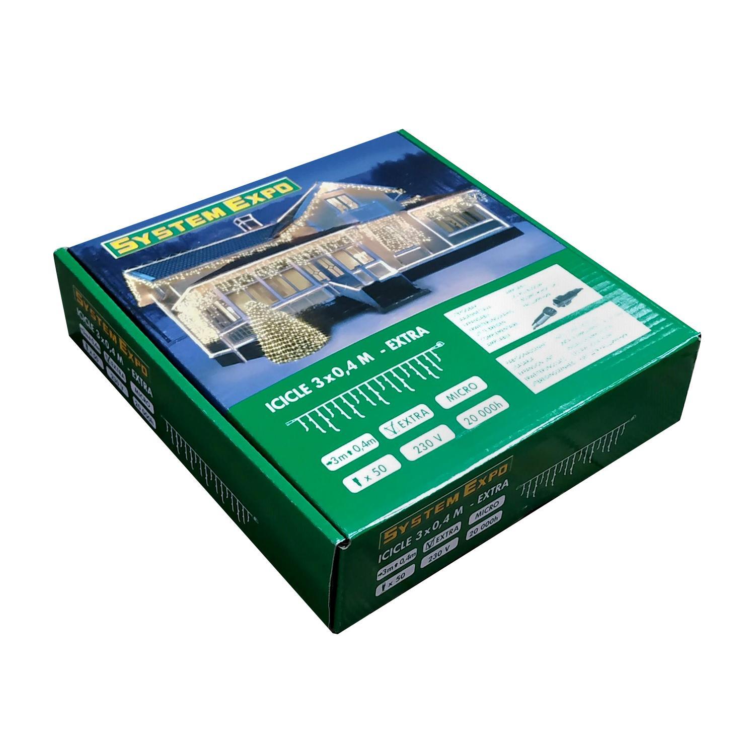 Гирлянда дождь  3x0,4м теплобелая кабель черный дополнительная 50ламп EXPO outdoor