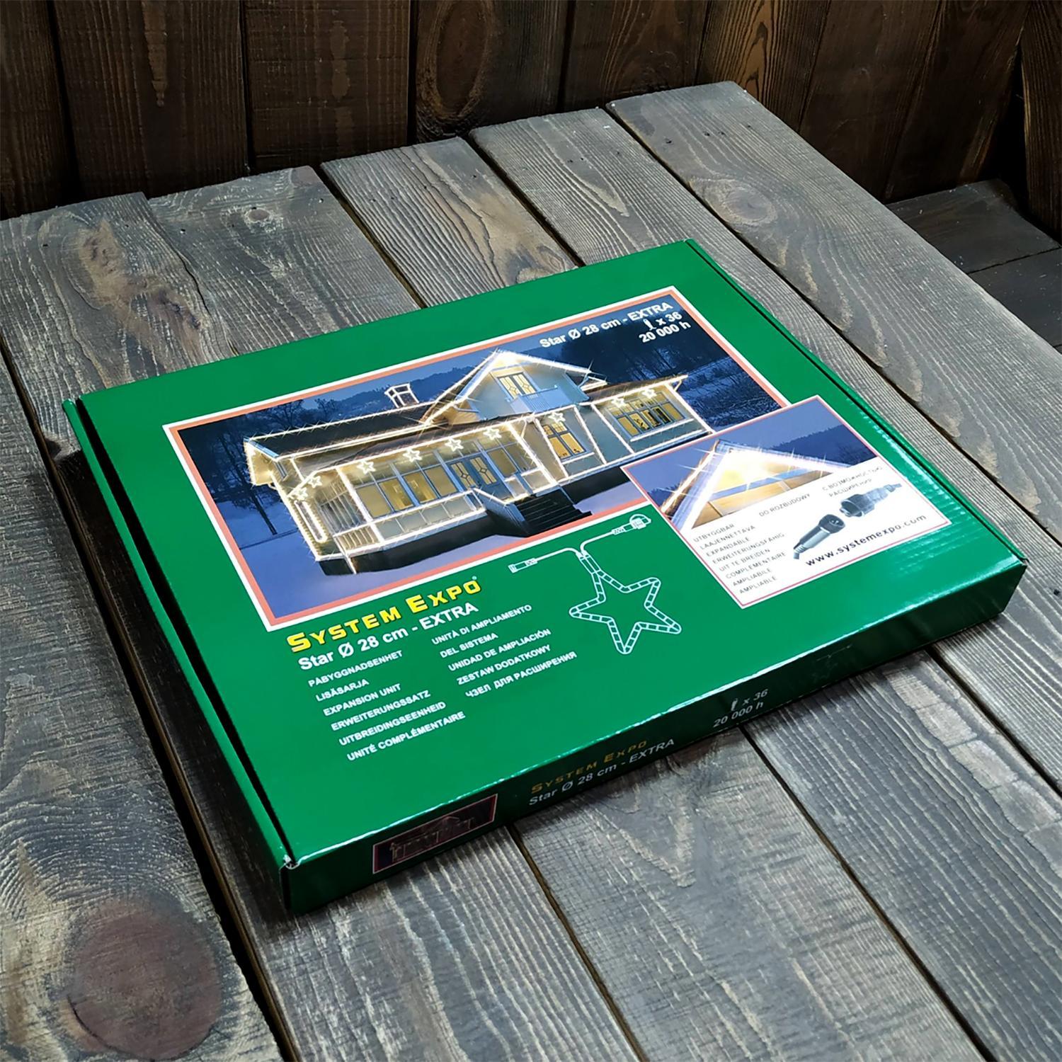 Гирлянда роуп лайт (дюралайт)   d0,28м теплобелая Звезда Ropelight d13мм дополнительная 36ламп EXPO outdoor