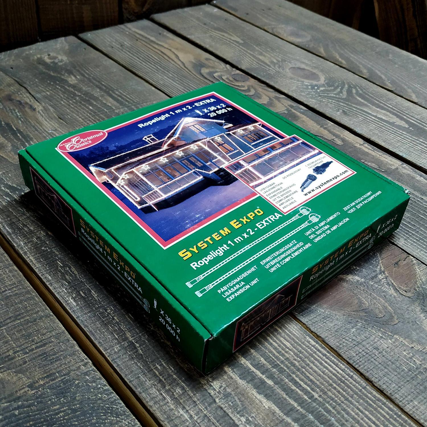 Гирлянда роуп лайт (дюралайт)  1м теплобелая прозрачная дополнительная Ropelight 2х36ламп EXPO outdoor 2шт/уп