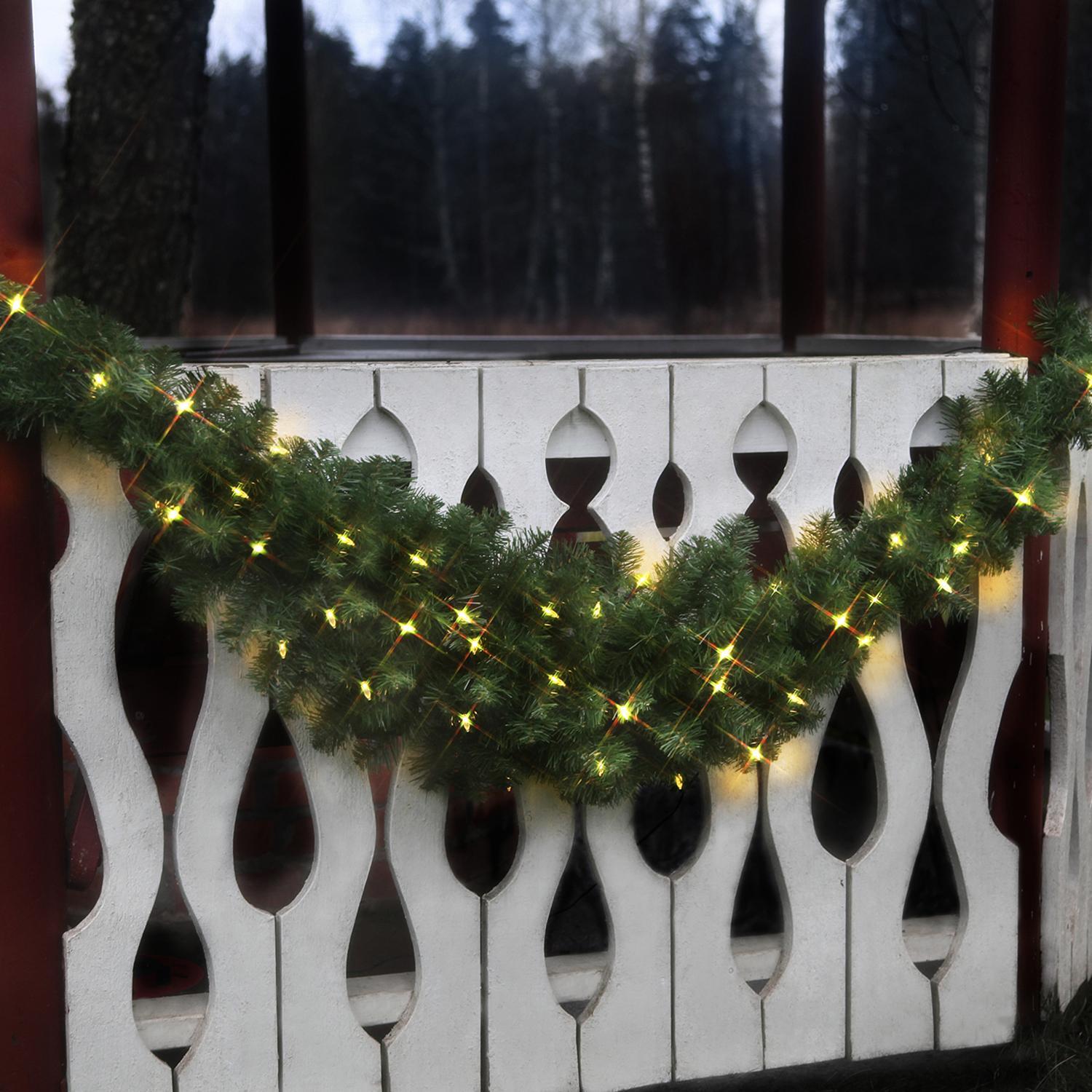 Гирлянда еловая  1,8м зеленая рогаль с огнями дополнительная EXPO 100 ламп