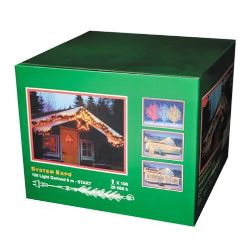 Гирлянда еловая  6м зеленая с огнями стартовая EXPO 100 ламп