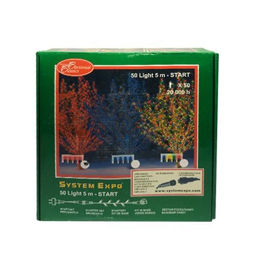 Гирлянда цепочка      5м красная кабель черный стартовая 50ламп EXPO outdoor