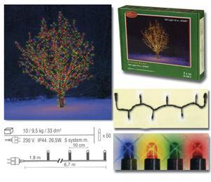 Гирлянда цепочка      5м разноцветная кабель черный стартовая 50ламп EXPO outdoor