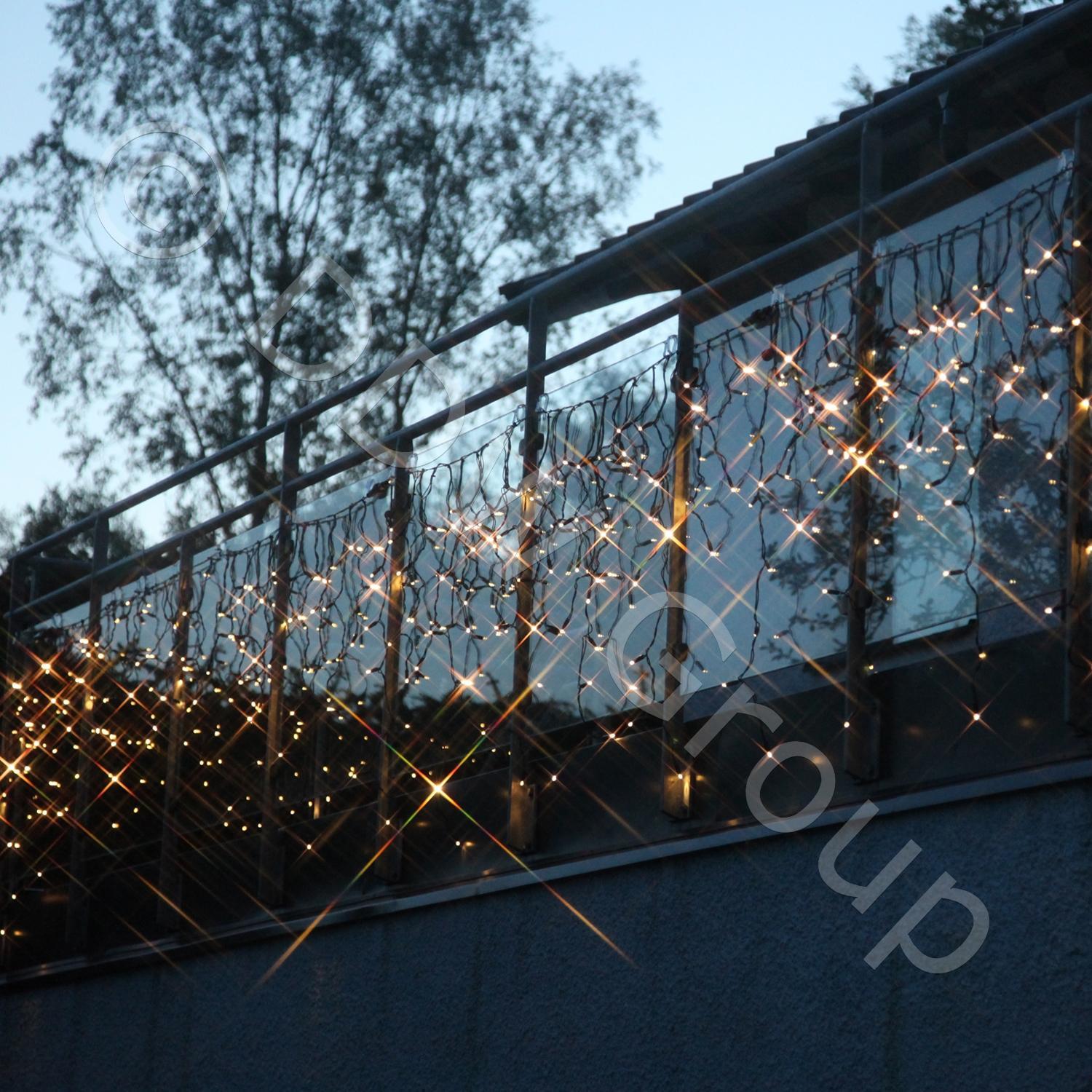 Гирлянда дождь  2х1м теплобелая кабель черный дополнительная 98диодов LED System 24 outdoor