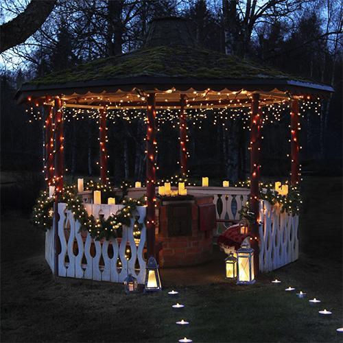 Гирлянда дождь  3х0,4м теплобелая мерцающая 7диодов LED кабель черный дополнительная 49диодов LED System 24 outdoor