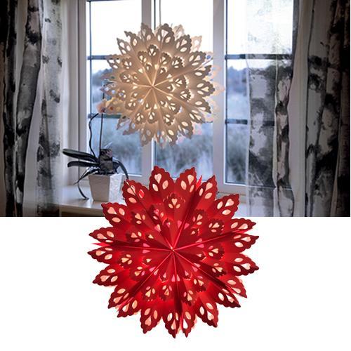 Декорация Звезда d60х12см красная бумажная электрическая для лампы Е14 25вт
