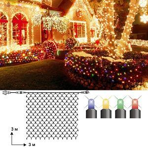 Гирлянда сетка  3х3м разноцветная 192лампы MICRO outdoor