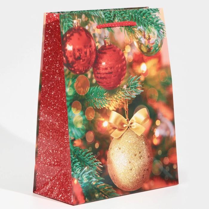 Пакет Новогодний для подарков 23х18х8см Новогодние шарики