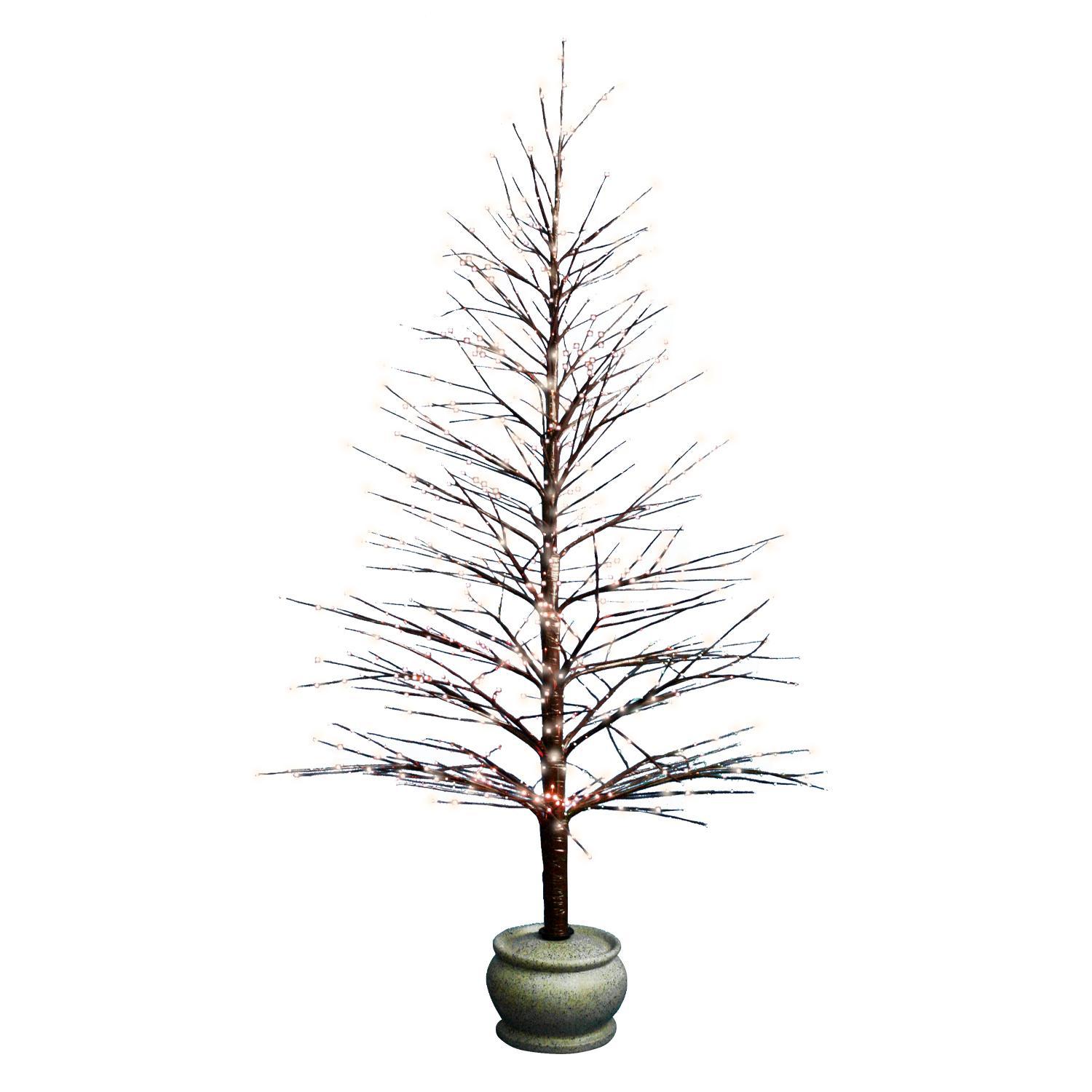 Декорация зимнее дерево коричневое d0,4х1,2м оптоволокно с мерцающими огнями кабель черный 2м LED 345-05 indoor