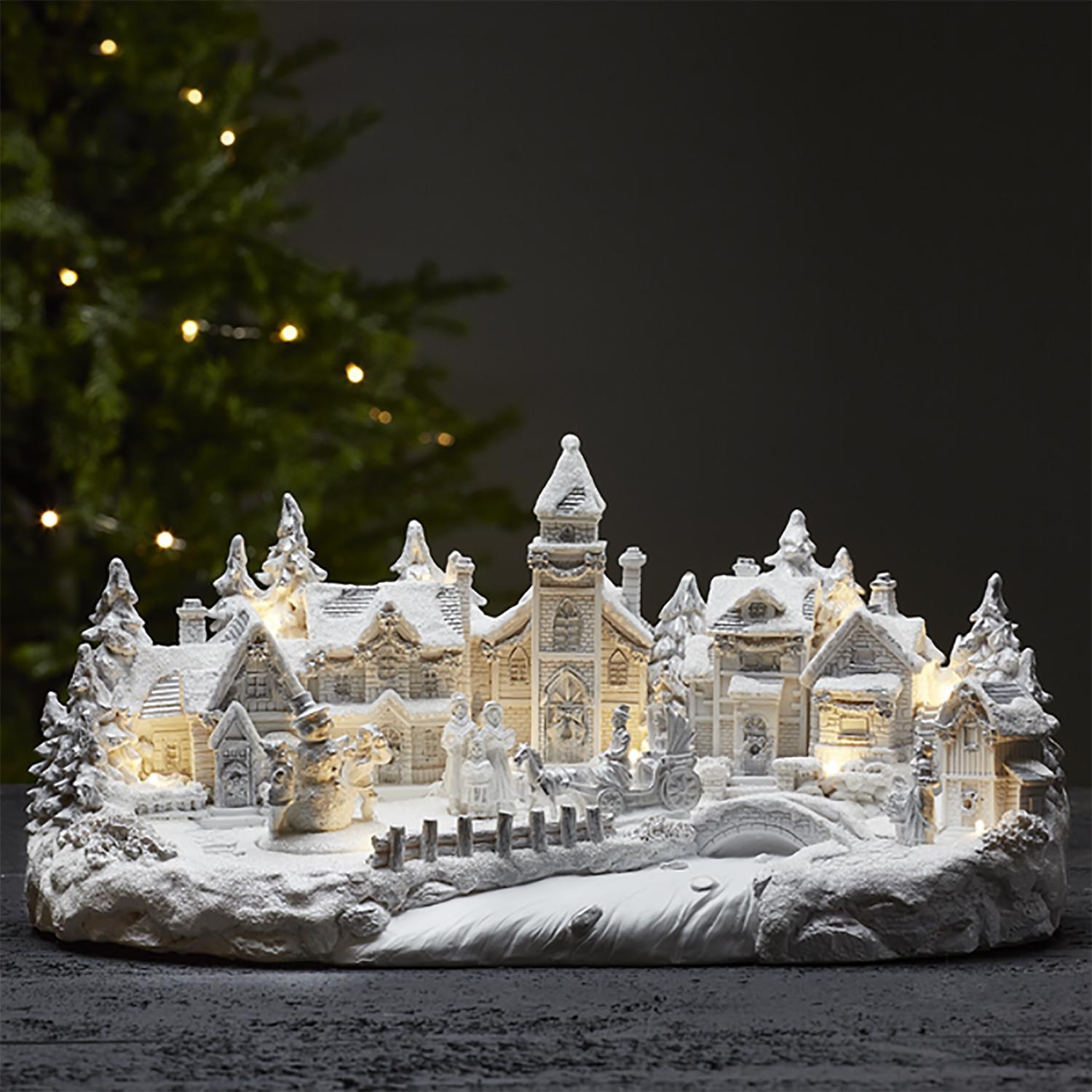 Декорация Деревня рождественская белая Ларжевиль 45х21х23см 11 диодов