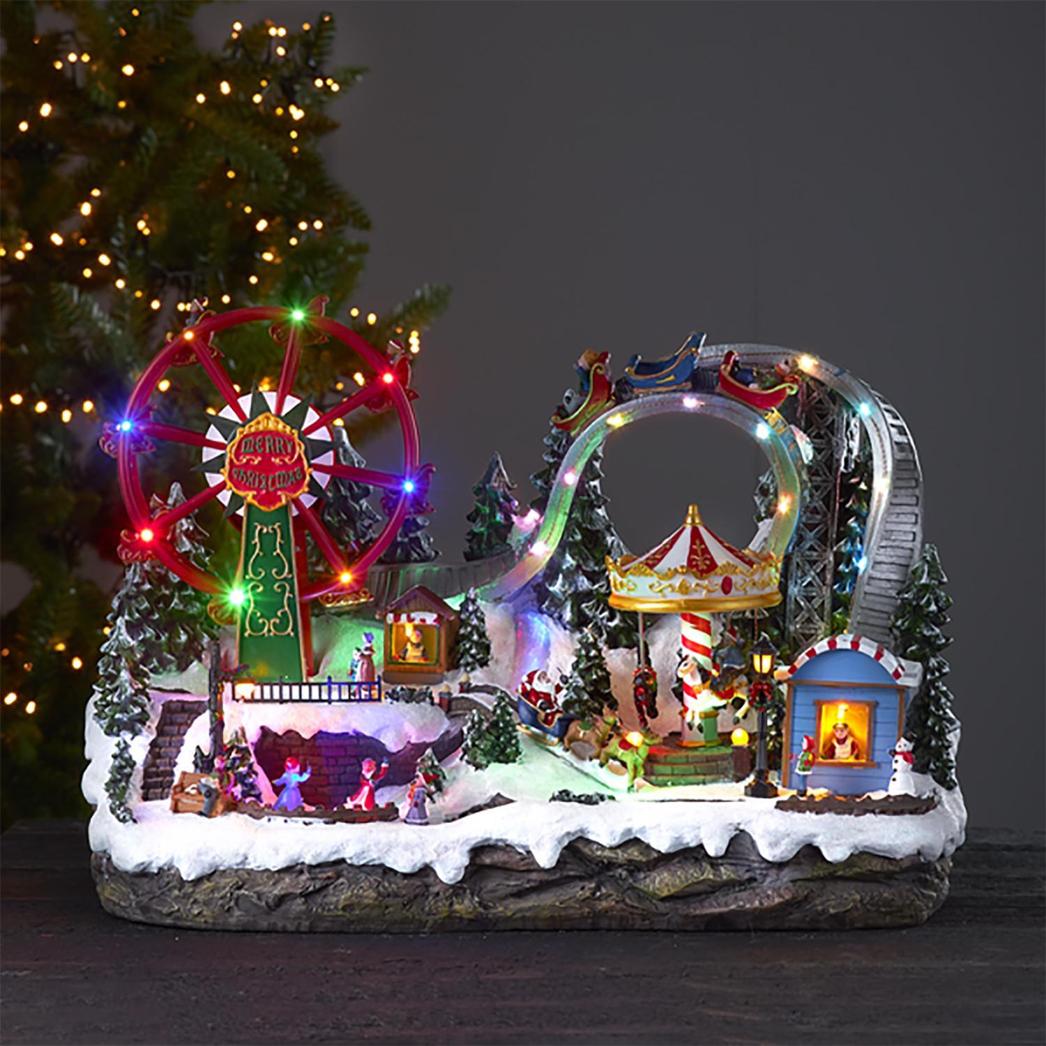 Декорация Ярмарка Ларжевиль 54х36х33см музыкальная 8 песен динамическая 41 диодов 3 батарейки АА