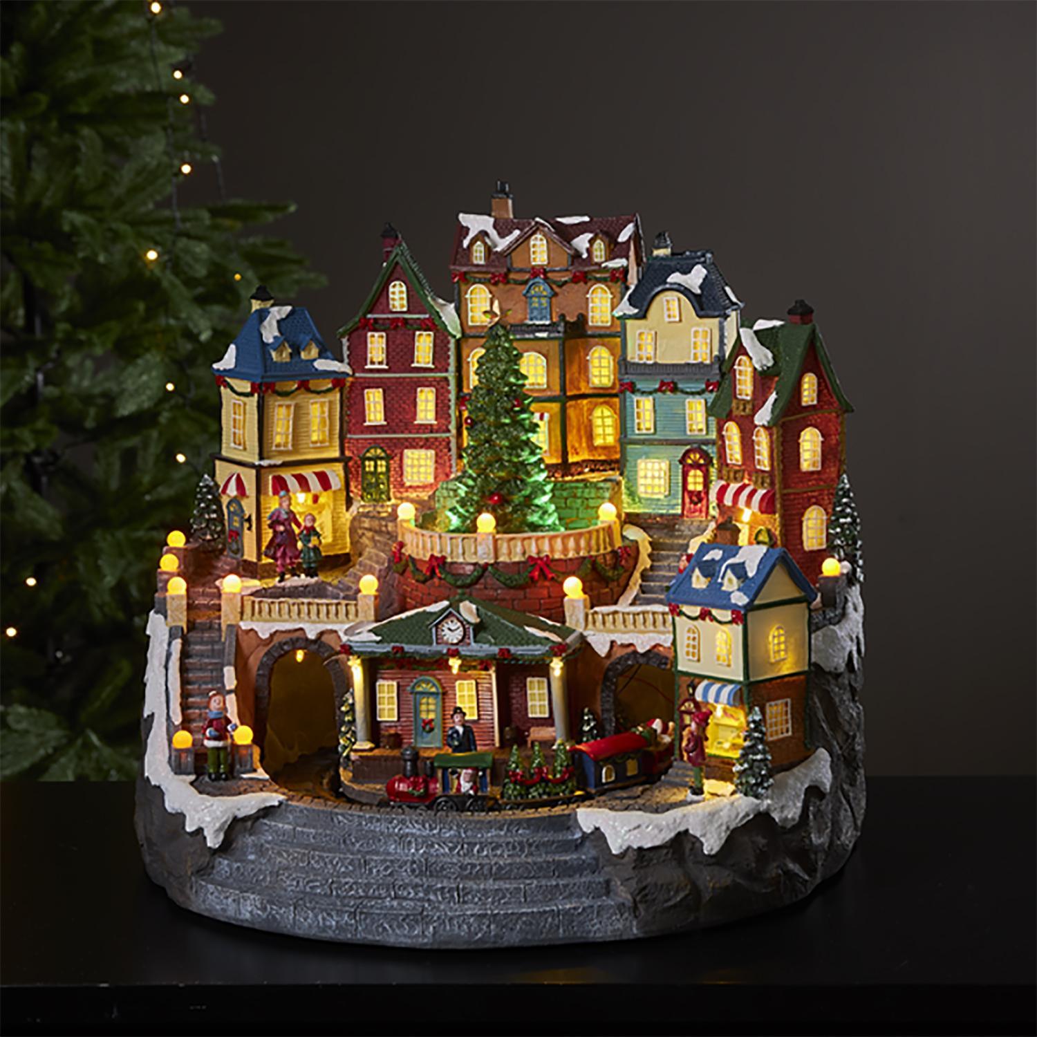 Декорация Станция Ларжевиль 40х36,5х35см музыкальная 8 песен динамическая 37 диодов