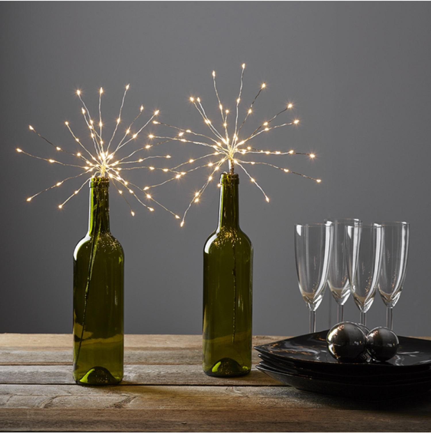 Гирлянда Фейерверк из 20 веток теплобелая 60 диодов 42см  батарейки 3АА