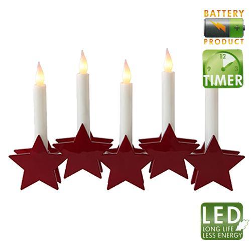 Светильник LED Звезда красная 17х27см на батарейках 3хАА 5LED indoor