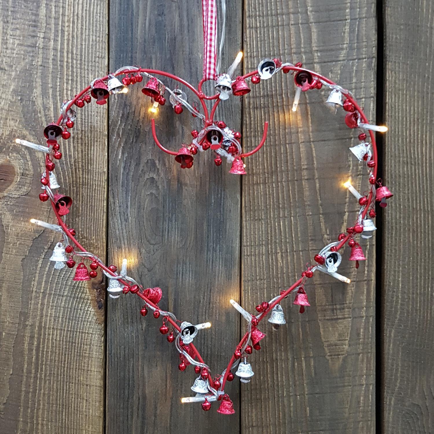 Декорация светодиодная Сердце с колокольчиками 15диодов