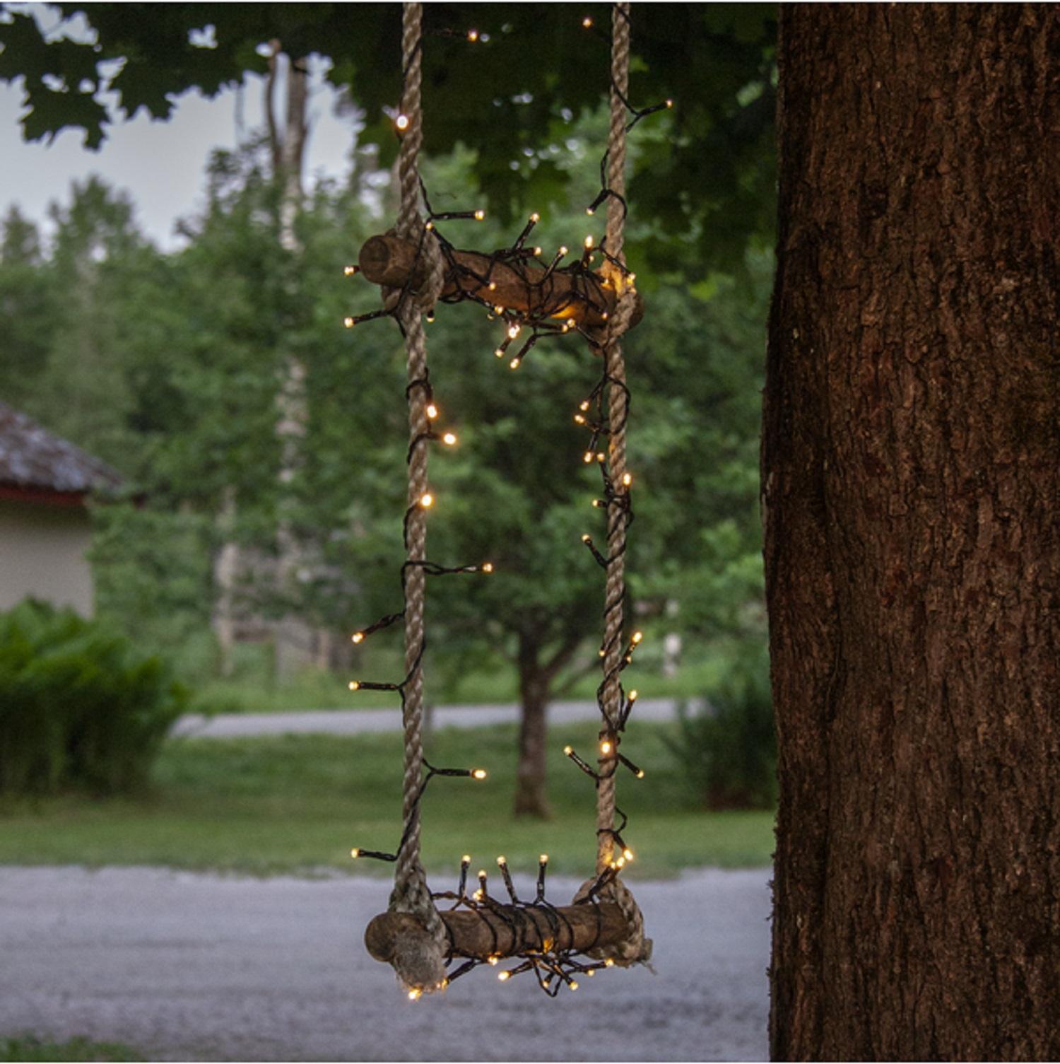 Гирлянда цепочка  11м теплобелая кабель черный  батарейки АА таймер 160диодов LED outdoor