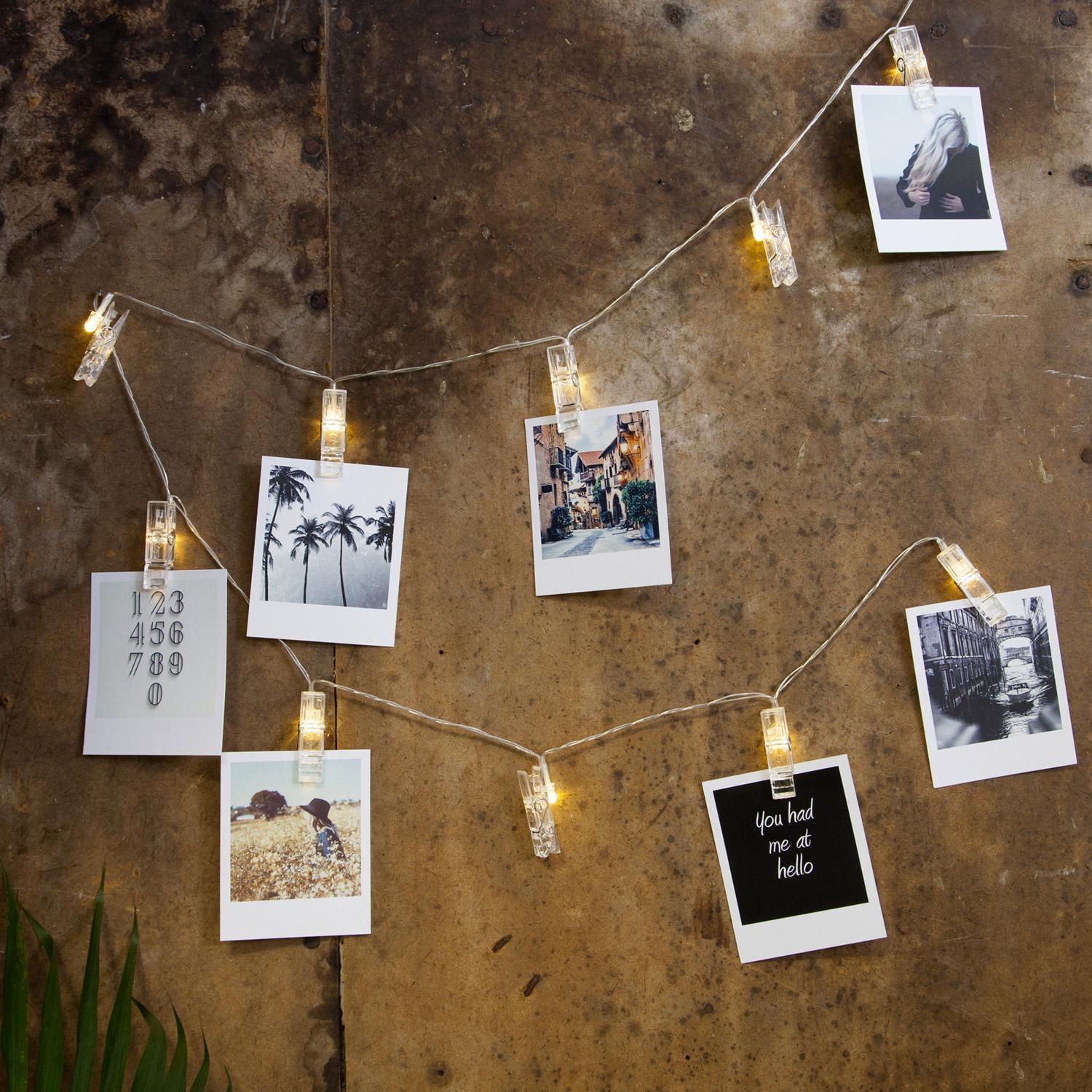 Гирлянда         1,35м теплобелая Прищепки прозрачные 5,5х2см на батарейках 3хАА 6ч таймер 10LED indoor