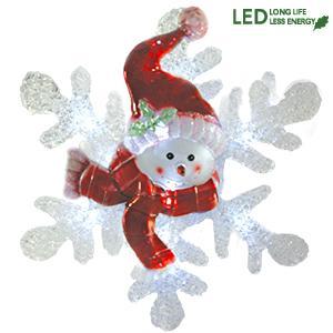 Декорация светодиодная Снежинка-снеговичок 30х30см на батарейк