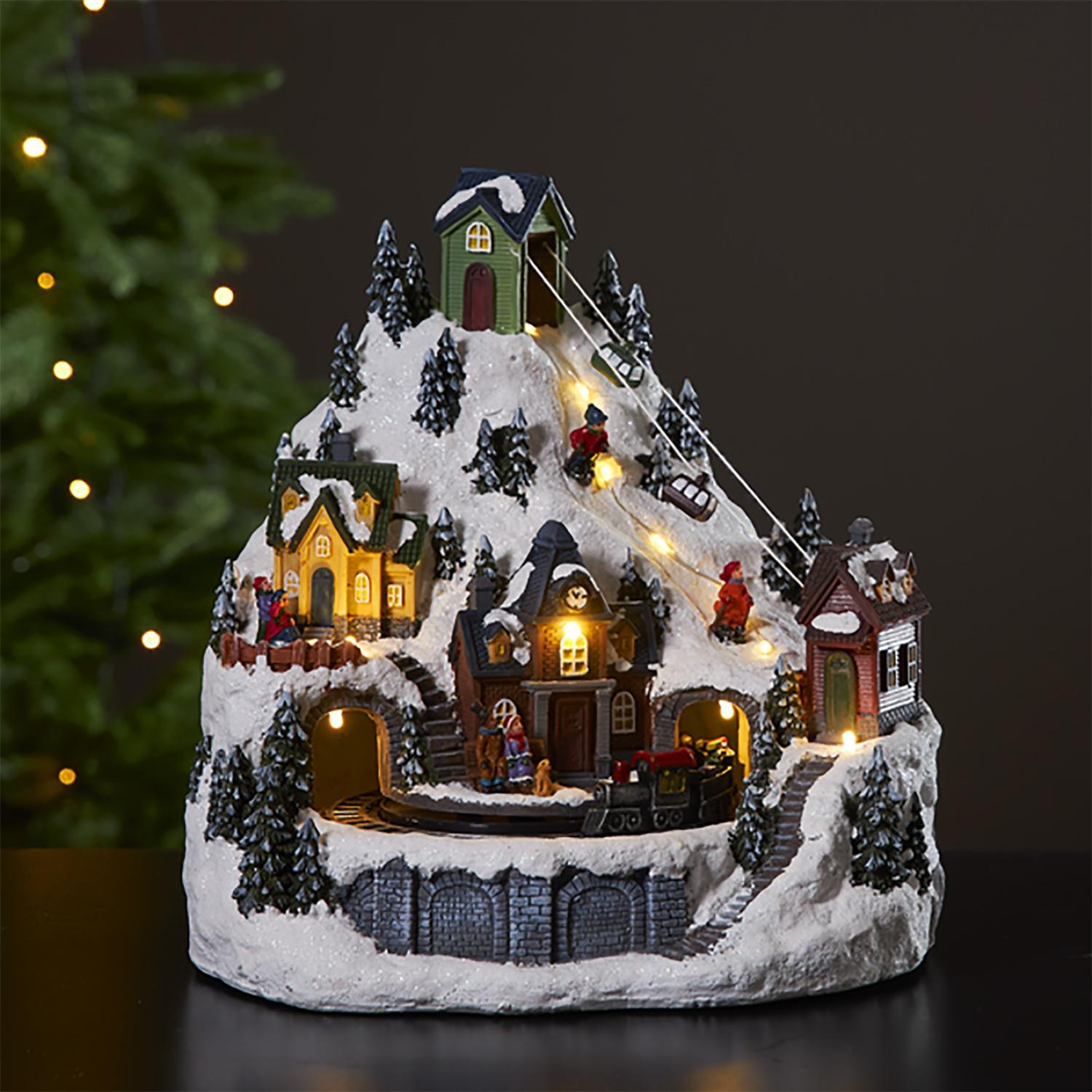 Декорация Альпийская деревня 23,5х24,5х21,0см 11 диодов 3 батарейки АА