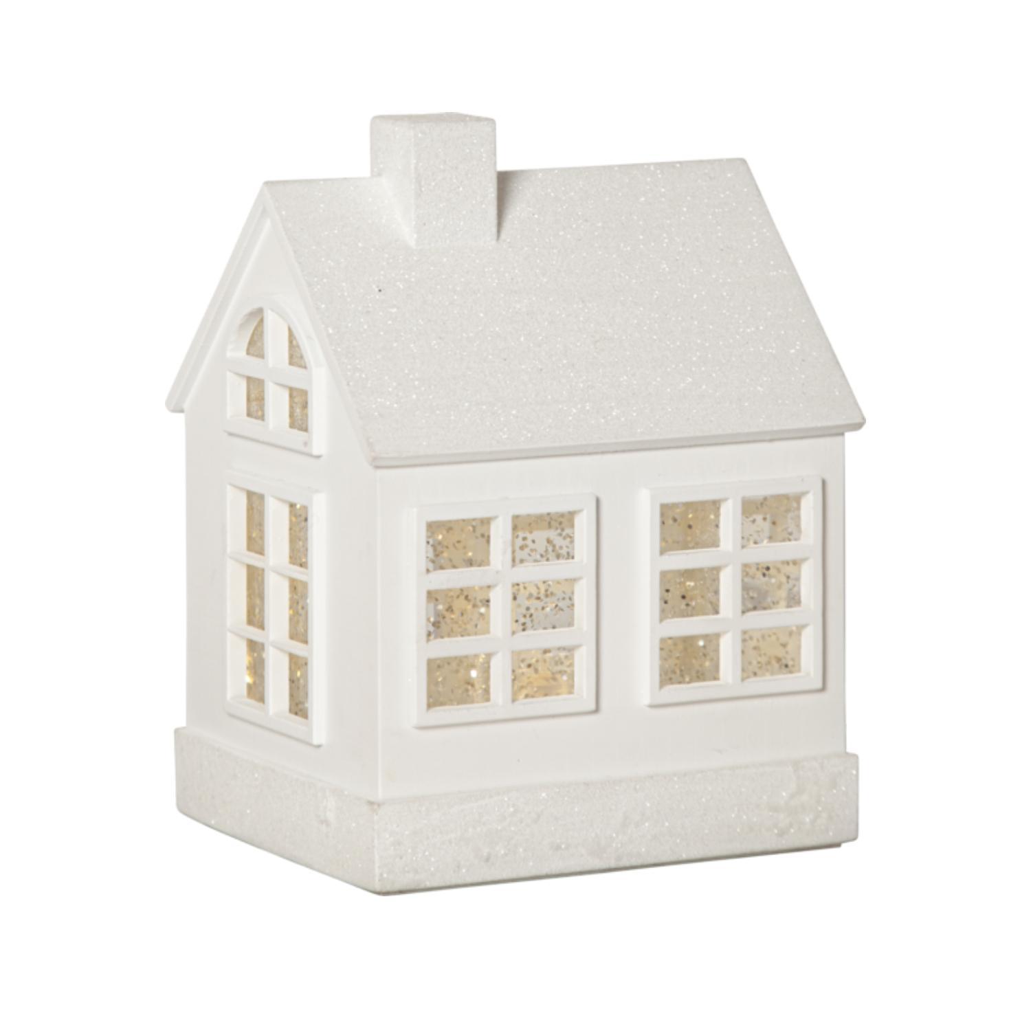 Декорация Домик белый 11х15,5х9,5см на батарейках 3АА 6/18ч таймер с выключателем 3 диода LED indoor