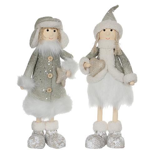 Декорация Мальчик/Девочка в сером 45см 2 в ассорт