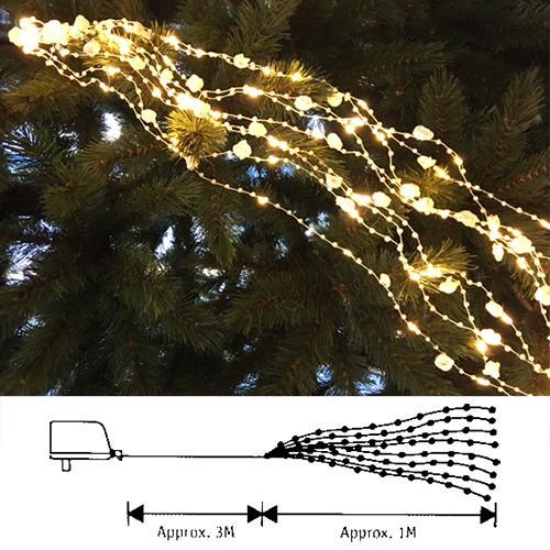 Гирлянда пучок   1м теплобелая с розочками и жемчужинами  90диодов LED indoor