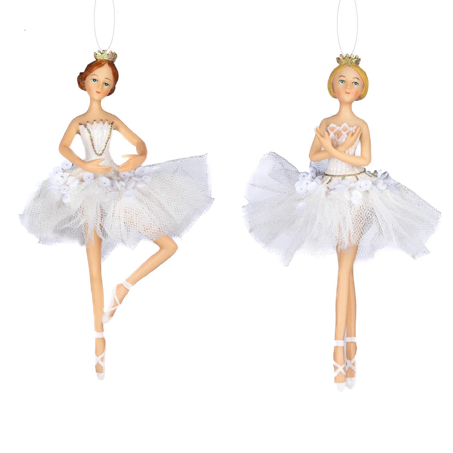 Декор Балерина в белом платье 15см 2 в ассорт  TR 20470