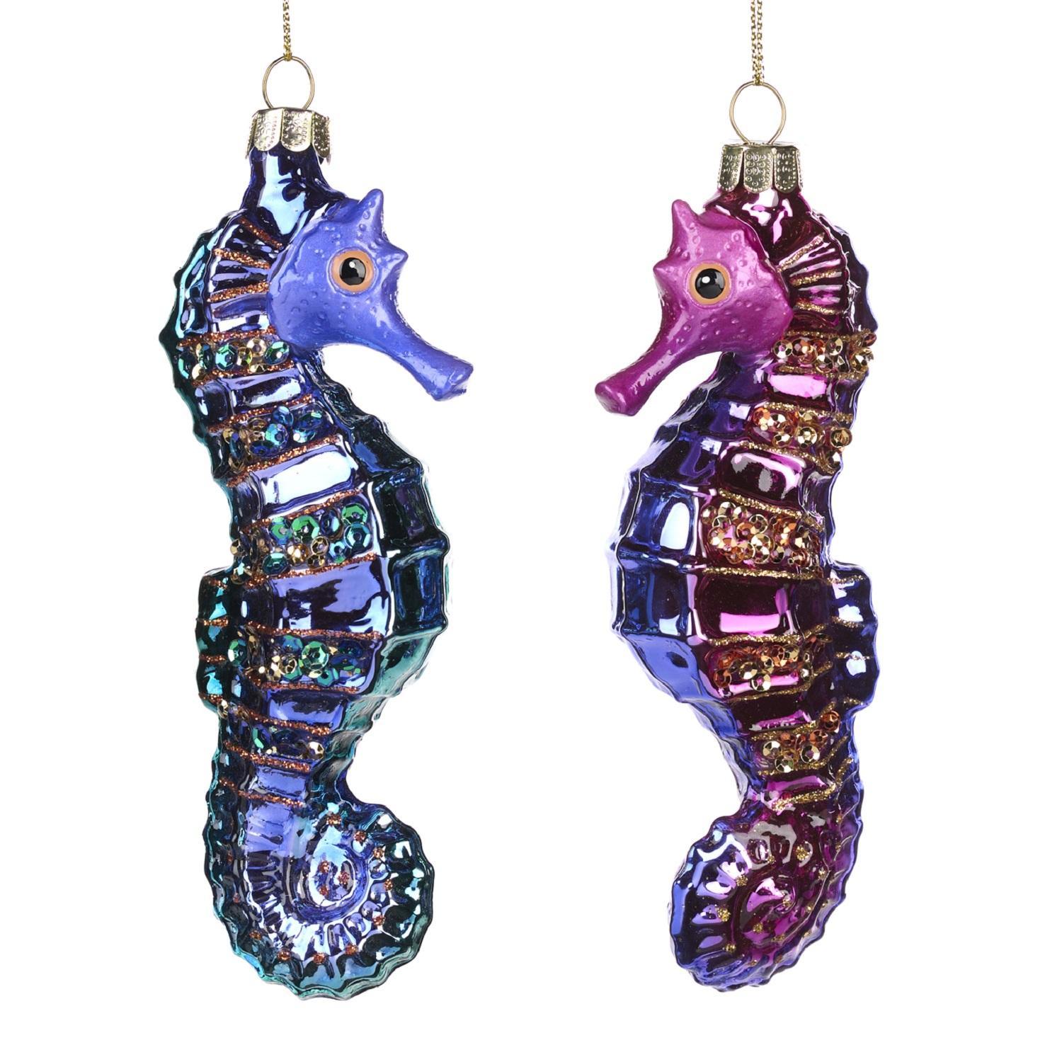 Декор Морской конек стекло 13,5см 2 в ассорт  YA 92604