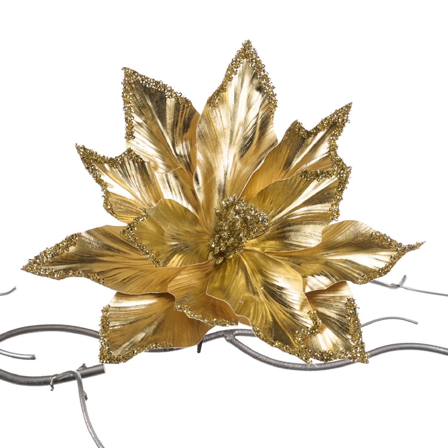 Декор Пуансеттия золотистая 30см SP 20763