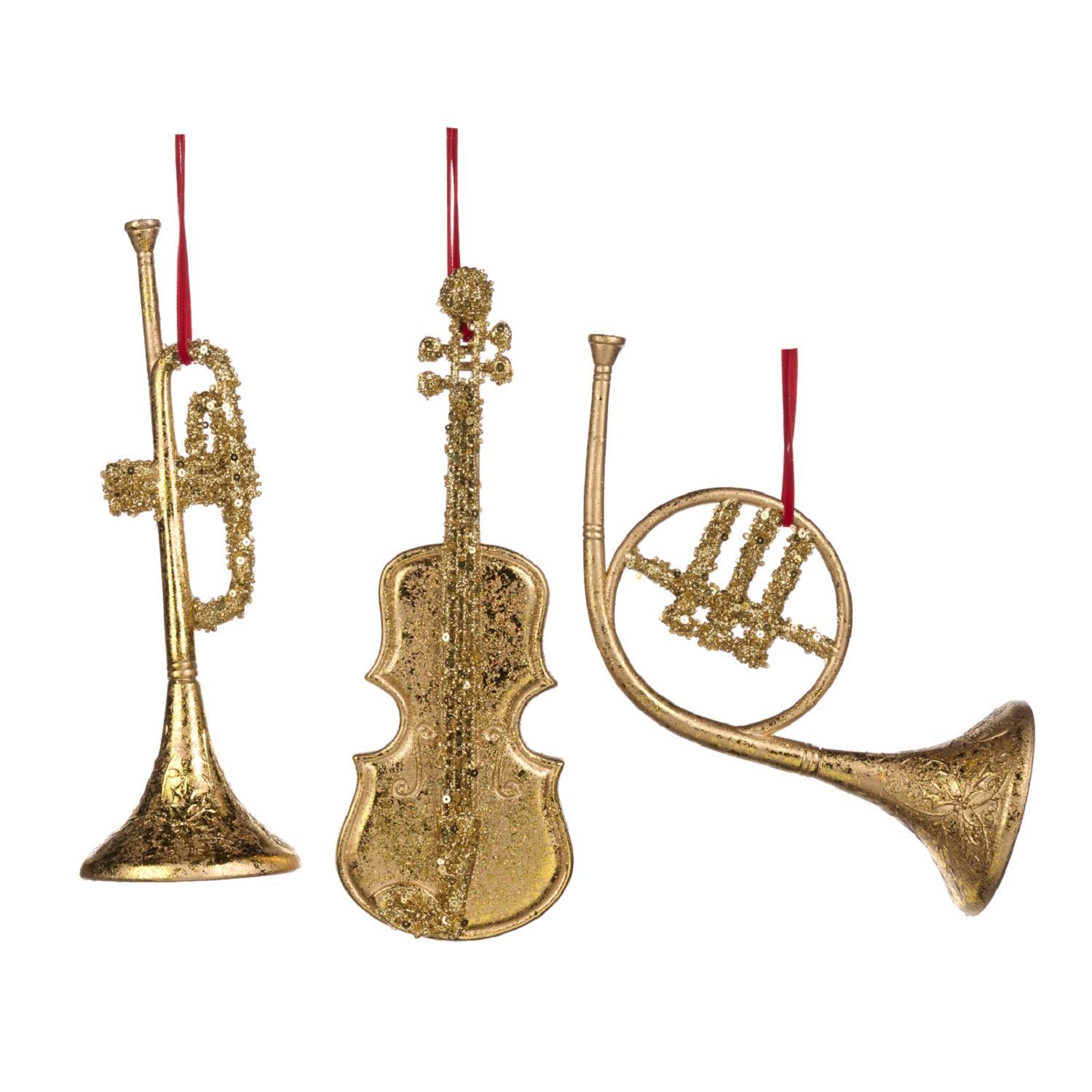 Декор Музыкальные инструменты золотистые 19,5см 3 в ассорт  PL 52734