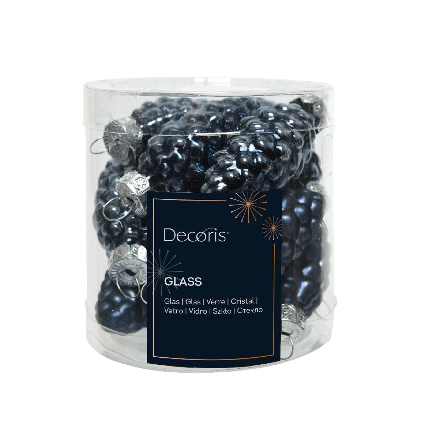 Декор Шишки стекло синие d2,5x6см 12шт/уп