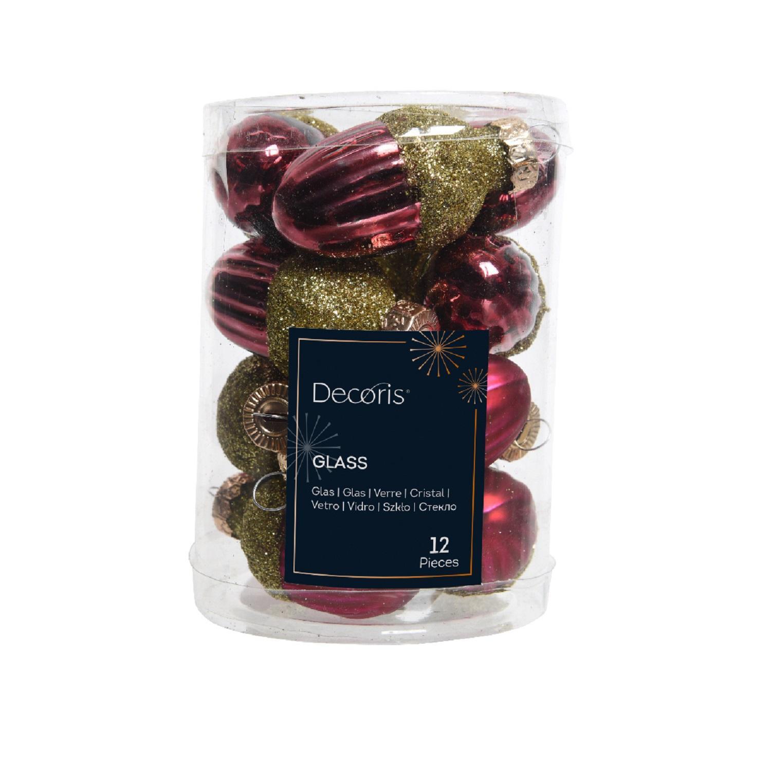 Декор Желуди стекло бордовые 4см 12шт/уп