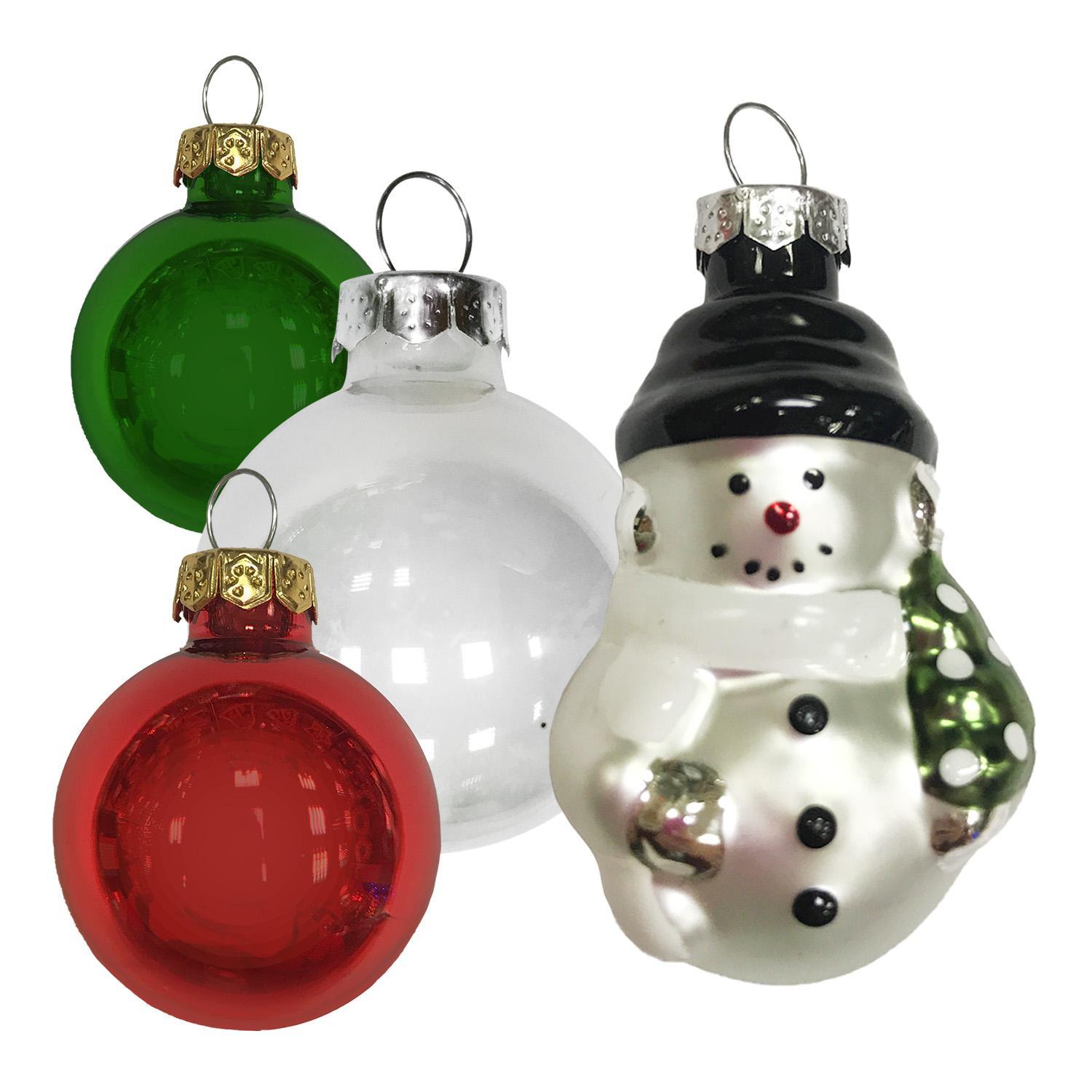 Декор Игрушки стекло в наборе  красно-белые 3,3см  9шт/уп